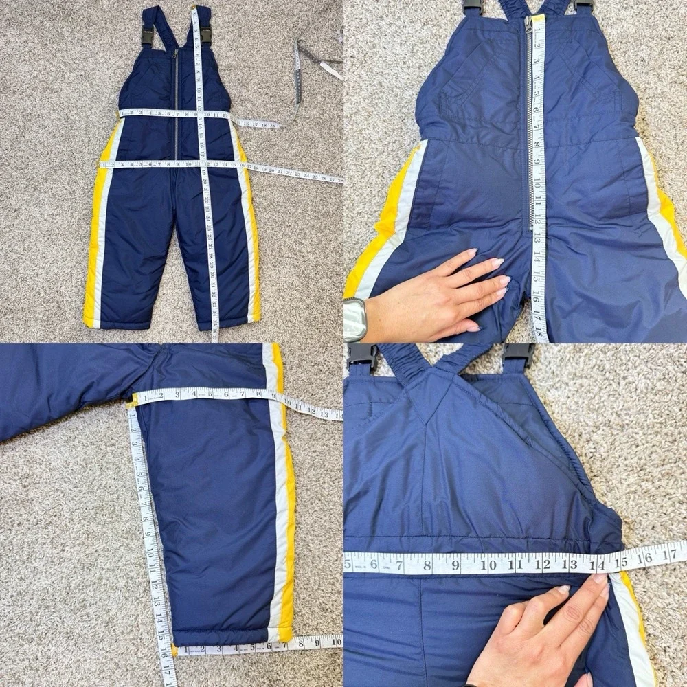 VTG Y2K OshKosh Boys Snow Bibs Size 5 Navy Ski Pants Insulated Winter Overalls
